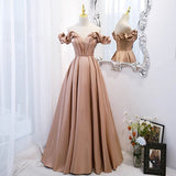 Cute satin long A line prom dress evening gown HZ1023