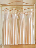 Champagne Color Gentle Elegant Fashion Retro Long Satin Ball Gown Evening Gown Wedding Guest Party Dress Bridesmaid Dress Prom Dress HZ1023