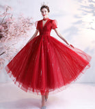 Red tulle short prom dress red homecoming dress HZ1023