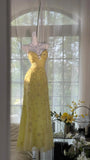 Yellow Gorgeous Exquisite Beaded Backless Spaghetti Strap Long Chiffon Ball Gown Evening Dress Birthday/Holiday Party Dress Prom Dress HZ1023