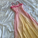 Pink Orange Elegant Fantasy Long Chiffon Ball Gown Evening Dress Party Dress Fairy Tale Dress HZ1023