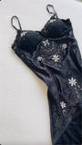 Black fashion vintage elegant exquisite floral beading spaghetti straps Long/Short satin lace princess ball gown evening dress party dress prom dress homecoming dress HZ1023