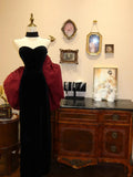 Black and red/Black and White gorgeous retro fashion elegant long slim velvet ball gown evening dress party dress prom dress HZ1023