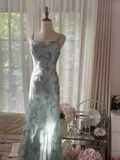 Light Blue Gorgeous Sparkling Fashion Elegant Exquisite Beaded Long Chiffon Fairy Ball Gown Evening Dress Birthday/Wedding Guest/Vacation Party Dress Prom Dress Valentine's Day Date Dress HZ1023