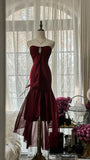 Burgundy Vintage Elegant Exquisite Gem Beaded Long Chiffon Evening Gown Sleeveless Ball Gown Birthday/Wedding Guest Party Dress HZ1023