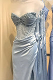 Pink/green/blue Gorgeous Shiny Exquisite Beaded Long Slit Elegant Sexy Ball Gown Evening Dress Party Dress HZ1023