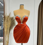 Orange Fashion Elegant Exquisite Beading Short Sexy Satin Ball Gown Evening Dress Party Dress HZ1023