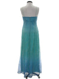 Blue shiny fashion gradient gold spray retro elegant sling long tulle prom dress evening dress party dress HZ1023