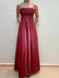 Red Fashion Elegant Exquisite Embroidery Beading Spaghetti Strap Long Tulle Ball Gown Evening Gown Party Dress HZ1023