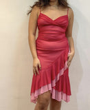 Pink Fashion Spaghetti Strap Ruffle Short Elegant Chiffon Homecoming Dress Prom Dress Evening Dress Party Dress HZ1023