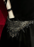 Black Shiny Vintage Elegant Delicate Rhinestone Lace Short Homecoming Dress Velvet Ball Gown Evening Gown Prom Dress Birthday Party Dress HZ1023