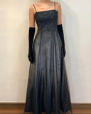 Silver Black Delicate Beaded Long Tulle Elegant Ball Gown Evening Dress Formal Birthday Party Dress Prom Dress HZ1023