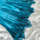 Blue fashion elegant delicate beading spaghetti straps long chiffon elegant ball gown evening dress party dress HZ1023