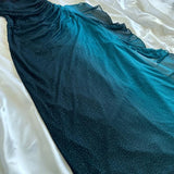 Teal Fashion Shiny Gradient Straps Long Elegant Chiffon Ruffle Formal Prom Dress, Evening Dress, Party Dress HZ1023