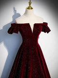 Dark blue/burgundy shiny elegant long velvet ball gown formal evening dress HZ1023