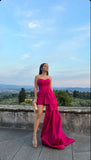 Pink Fashion Sweetheart Neck Long Short Prom Dress Evening Dress Party Dress HZ1023