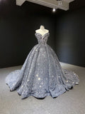 Silver/Red/Green Shiny Gorgeous Sequined Long Prom Dress Evening Dress Off Shoulder Adult Ceremony Dress HZ1023
