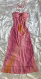 Pink Gorgeous Gradient Strapless Long Chiffon Elegant Ball Gown Evening Dress Party Dress HZ1023