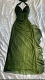 Green shiny elegant strap gradient long chiffon ball gown prom dress evening dress party dress HZ1023