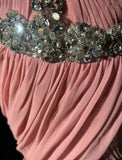 Pink Gorgeous Shiny Elegant Exquisite Beaded Tulle Long Mermaid Floor Length Slim Ball Gown Evening Gown Party Dress Prom Dress HZ1023