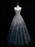 Silver Luxury Shiny Gorgeous Elegant Stunning Long Sequin Floor Length Prom Dress Evening Dress Party Dress HZ1023