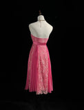 Pink Vintage Elegant Exquisite Rhinestone Lace Short Homecoming Dress Tulle Prom Dress Evening Dress Ball Gown Birthday Party Dress HZ1023