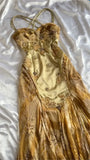Gold Gorgeous Beautiful Charming Elegant Exquisite Floral Beaded Strapless Long Satin Chiffon Ball Gown Evening Dress Party Dress Prom Dress HZ1023