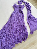 Purple Elegant Fashion Unique Spaghetti Strap Long Chiffon Ball Gown Evening Dress Party Dress HZ1023