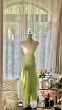 Light Green Shiny Fashion Elegant Exquisite Beading Long Chiffon Fairy Ball Gown Evening Dress Birthday/Wedding Guest/Holiday Party Dress Prom Dress Valentine's Day Date Dress HZ1023