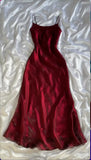 Red shiny elegant spaghetti straps long elegant tulle party dress prom dress evening dress HZ1023