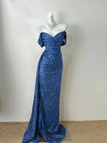 Burgundy Simple Fashionable Elegant Long Sequined Floor-length Sexy Slit Ball Gown Evening Gown Prom Gown HZ1023