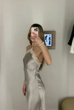 Blue/SilverStrapless Lace Off-shoulder Fashion Long Satin Ball Gown Evening Dress Party Dress HZ1023