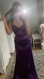 Purple/Blue Fashion Elegant Sweetheart Neck Strap Long Slim Satin Formal Prom Dress Evening Dress Party Dress Graduation Dress HZ1023