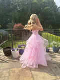Pink fashion sweet long elegant tulle floor-length ball gown evening gown graduation gown coming of age ceremony gown HZ1023