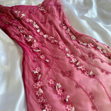 Pink gradient gorgeous fashion exquisite beading long chiffon elegant ball gown evening dress party dress HZ1023