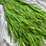 Green shiny fashion exquisite floral beading spaghetti straps long chiffon ruffles long ball gown evening dress party dress HZ1023