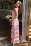 Cream Yellow/Light Pink/Green Fashion Elegant Strapless Long Chiffon Layered Ball Gown Evening Dress Wedding Bridesmaid Party Dress Prom Dress HZ1023