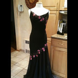 Black delicate floral beaded long tulle elegant ball gown evening dress formal birthday party dress dance dress HZ1023