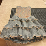 Blue Sweet Spaghetti Strap Ballet Corset Layered Short Lace Tulle Homecoming Dress Prom Dress Evening Dress Birthday Party Dress HZ1023