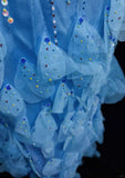 Blue gorgeous shiny elegant exquisite colorful beaded tulle long mermaid slim ball gown evening dress party dress prom dress legend of the blue sea HZ1023