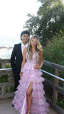 Pink Sweet Stylish Elegant Long Tulle Layered Prom Dress Evening Gown Prom Dress Graduation Gown HZ1023