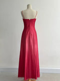 Red Fashion Elegant Exquisite Embroidery Beading Spaghetti Strap Long Tulle prom dress Evening Gown Party Dress HZ1023