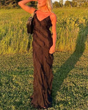 Red/Black elegant fashion spaghetti straps long layered chiffon ruffled ball gown, evening dress, party dress HZ1023