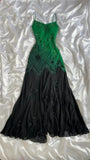 Green shiny fashion exquisite beading spaghetti straps long chiffon ball gown evening dress party dress HZ1023