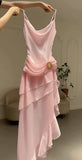 Ivory White Vintage Spaghetti Strap Long Chiffon prom dress Evening Dress Party Dress HZ1023