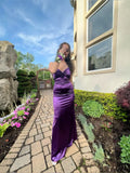Purple/Blue Fashion Elegant Sweetheart Neck Strap Long Slim Satin Formal Prom Dress Evening Dress Party Dress Graduation Dress HZ1023