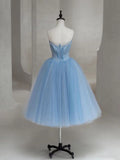 Blue shiny fashion elegant exquisite beading long tulle cute homecoming dress prom dress evening dress party dress HZ1023