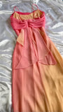 orange fashion gradient elegant spaghetti strap long chiffon prom dress evening dress party dress HZ1023