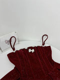 Red shiny cute sweet heavy red velvet tube top short Bow skirt homecoming dress birthday party dress holiday small dress HZ1023