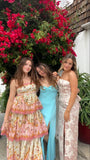 Orange fashion sweet floral layered lace long prom dress evening gown garden party dress HZ1023